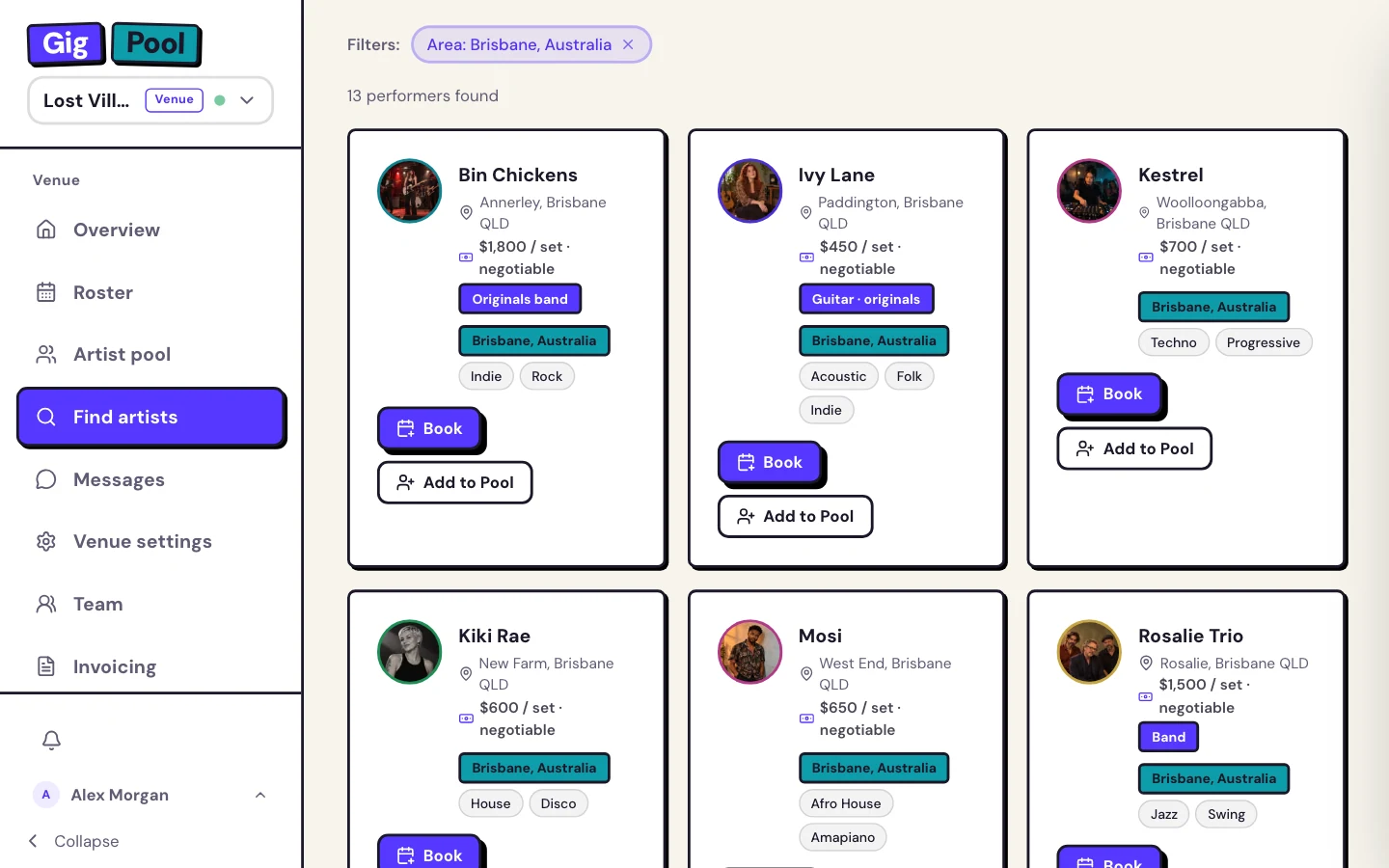 Brisbane Find artists results with musicians, genres and links to their profiles.